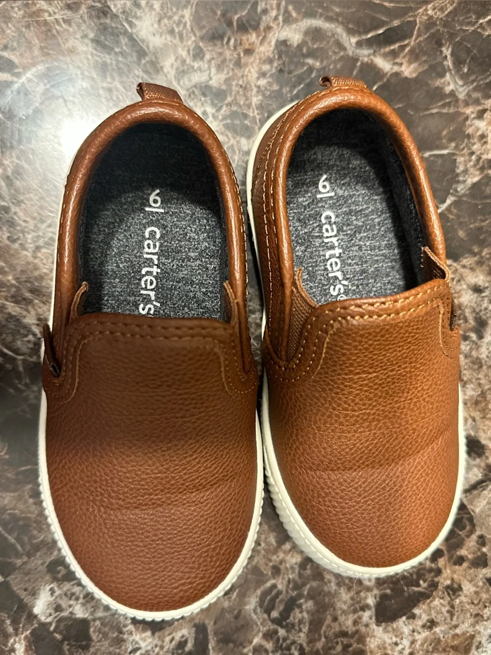 Carter's Brown Slip-On Kids Sneakers with White Sole